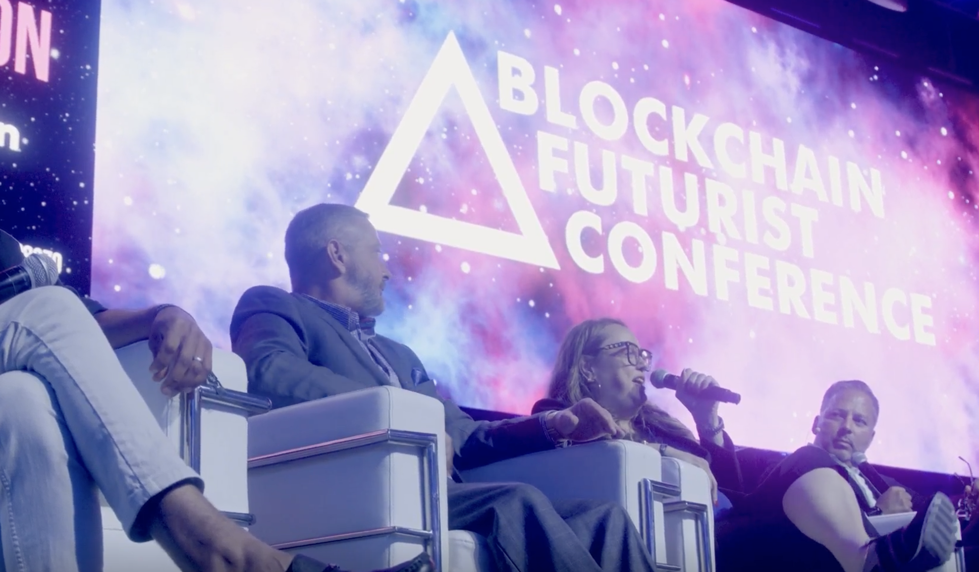 Natalie Hirsch on a panel at the Blockchain Futurist Conference